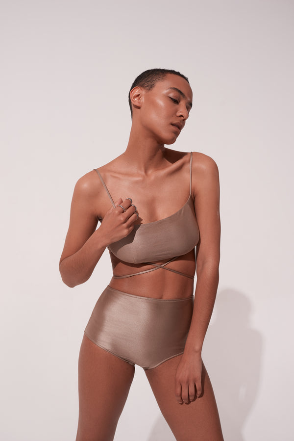 High-waisted Bottom in Dusty Gold
